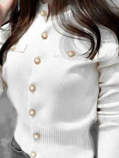 Zoki jauns sieviešu jakas džemperis, modes pavasara trikotāžas mētelis ar garām piedurknēm, elegants korejiešu plānās pogām, sieviešu topi