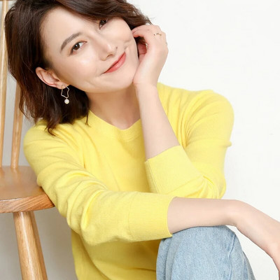 Sieviešu džemperis ar O veida kakla izgriezumu Rudens Ziemas Pamata Pulovers Silts Ikdienas Velkams Džemperi Korejiešu Modes Pavasara Trikotāžas Apakškrekls 2023