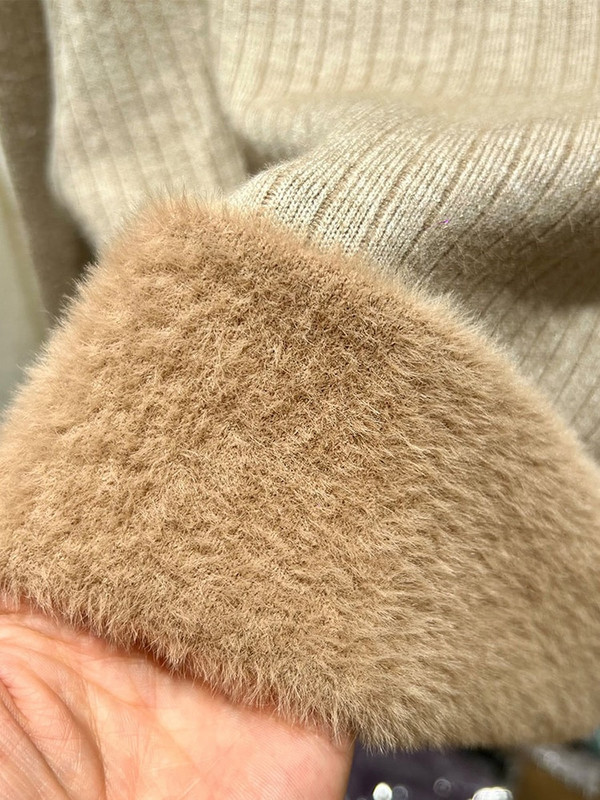 Χειμωνιάτικο ζεστό πουλόβερ πουλόβερ Γυναικεία Slim Thicken Βελούδινη επένδυση Πλεκτά Πλεκτά Κορεάτικα μισό ζιβάγκο Poleras μαλακά πλεκτά μπλουζάκια