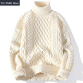 Augstas kvalitātes vīriešu džemperi ar apkakli, džemperis vienkrāsains trikotāžas džemperis vīriešu ikdienas džemperi rudens ziemas silts trikotāžas apģērbs vīrietis