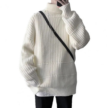 Πλεκτό ζεστό πουλόβερ Ανδρικό πουλόβερ με ζιβάγκο Ανδρικά χαλαρά πουλόβερ πουλόβερ με κάτω μέρος Φθινόπωρο Χειμώνας Νέα μονόχρωμα πουλόβερ