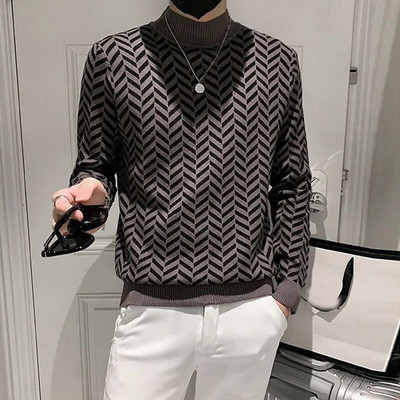 Μακρυμάνικο κορεάτικο στυλ casual μόδα πλεκτό πουλόβερ ανδρικά μισά ζιβάγκο ανδρικά ρούχα 2014 άνοιξη νέο στυλ