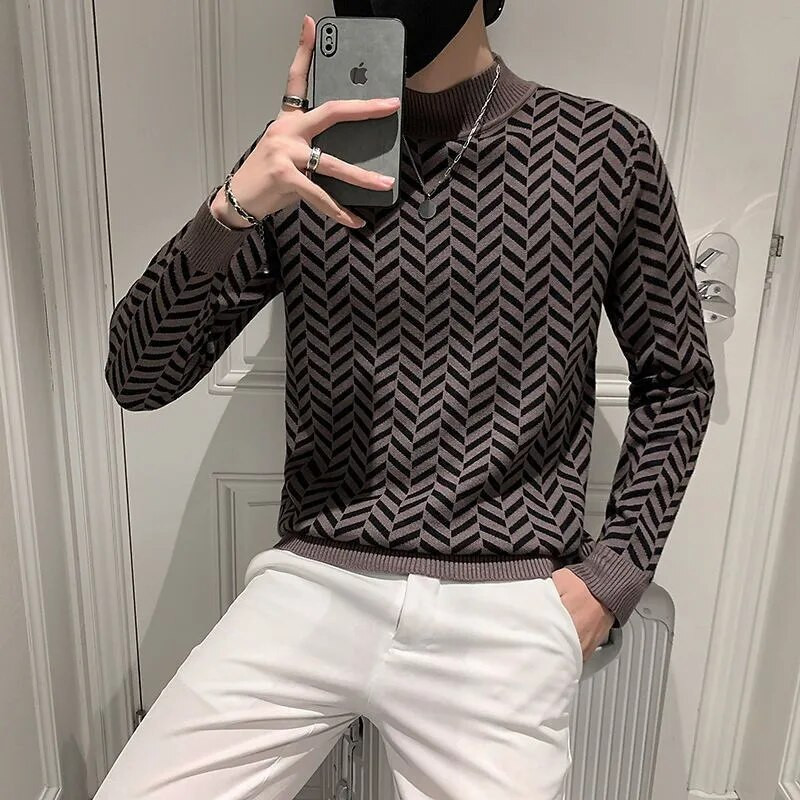 Μακρυμάνικο κορεάτικο στυλ casual μόδα πλεκτό πουλόβερ ανδρικά μισά ζιβάγκο ανδρικά ρούχα 2014 άνοιξη νέο στυλ