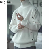 Novi muški jesenski/zimski džemper zgodan, jednostavan, moderan, svestran pleteni pulover s visokim ovratnikom za 2023.