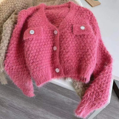 Cardigane tricotate Femei Decupate De bază Solide Elegante De birou Doamnelor Stil coreean Simplu Subțire Leisure Streetwear Bland Soft Chic