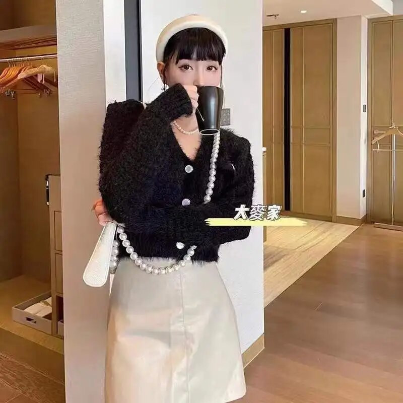 Cardigane tricotate Femei Decupate De bază Solide Elegante De birou Doamnelor Stil coreean Simplu Subțire Leisure Streetwear Bland Soft Chic