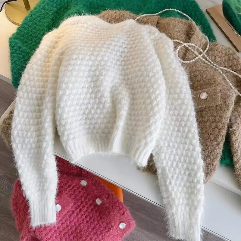 Cardigane tricotate Femei Decupate De bază Solide Elegante De birou Doamnelor Stil coreean Simplu Subțire Leisure Streetwear Bland Soft Chic