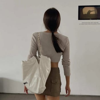 Cropped Cardigans Γυναικεία μινιμαλιστικά Hotsweet Streetwear Κορεατικά κομψά όλα τα ματς Office Harajuku Ανοιξιάτικα πλεκτά Ulzzang Vintage