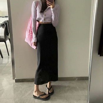 Съкратени жилетки Дамски минималистични Hotsweet Streetwear Корейски стилни универсални офис Harajuku пролетни плетива Ulzzang Vintage