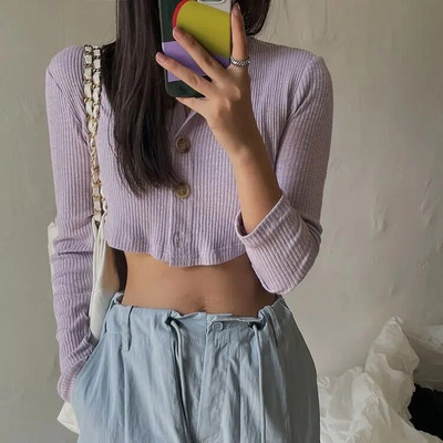 Apkarpyti megztiniai Moteriški Minimalistiniai Stilingi gatvės drabužiai Korėjietiški stilingi, tinkantys biurui Harajuku pavasario trikotažas Ulzzang Vintage