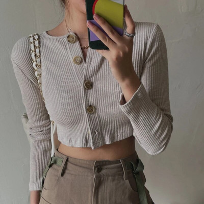 Apkarpyti megztiniai Moteriški Minimalistiniai Stilingi gatvės drabužiai Korėjietiški stilingi, tinkantys biurui Harajuku pavasario trikotažas Ulzzang Vintage