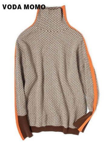 корейски пуловер пуловер плетени пуловери плетени джъмпери за жени мода 2023 пуловер женски дамски трикотажни горнища с висока яка