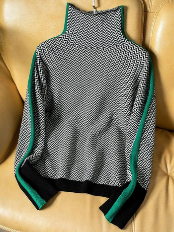 корейски пуловер пуловер плетени пуловери плетени джъмпери за жени мода 2023 пуловер женски дамски трикотажни горнища с висока яка