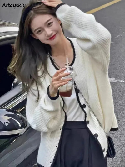 Sieviešu jaka dizains Vintage, vienkāršs, salds, silts džemperis rudens korejiešu stila modes brīvs, vispiemērotākais sieviešu ielas apģērbs atpūtai