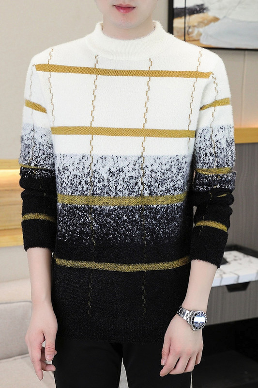 Ziemas rūtains ūdeles kašmira džemperis vīriešu puskakla vīriešu džemperi Augstākās kvalitātes Pull Homme Biezs Silts Pulovers Vīriešu