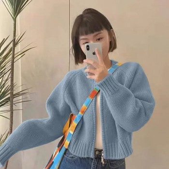 Ζακέτα Γυναικείο σχέδιο Crop Φθινοπωρινό Κορεάτικο Στιλ Μασίφ απλό πλέξιμο Νέο άνετο ρετρό χαλαρό μοντέρνο ρετρό χαλαρό γυναικείο πλέξιμο