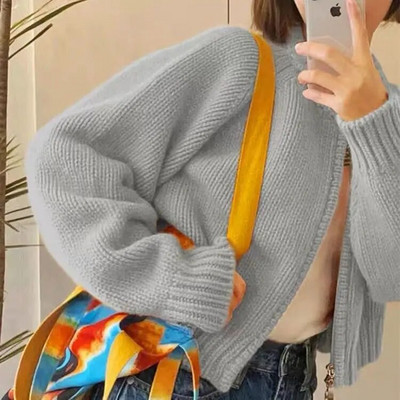 Sieviešu jaka dizains raža rudens korejiešu stils, vienkāršā, vienkāršā adīšana, jauna, ērta, retro stila, brīva, brīva laika dāmām, moderna