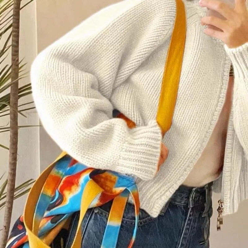 Sieviešu jaka dizains raža rudens korejiešu stils, vienkāršā, vienkāršā adīšana, jauna, ērta, retro stila, brīva, brīva laika dāmām, moderna