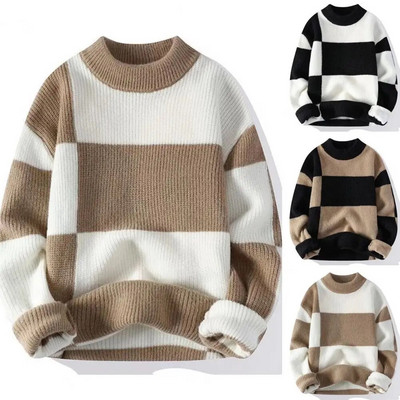 2023 Designed Sweater for Men, Half Turtleneck Knitted Bottoming Shirt for Boys, Thickened Warm Woolen Clothes All Match Sweater