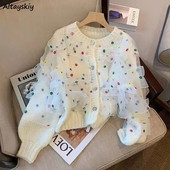 Ζακέτα Γυναικείες χαριτωμένο γλυκό συνονθύλευμα Άνετο πλέξιμο σε στυλ Preppy Τρυφερό απλό κοριτσίστικο College Κομψά casual ανοιξιάτικα πουλόβερ Κομψά