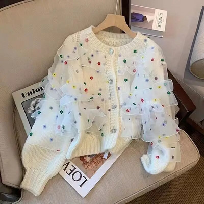 Ζακέτα Γυναικείες χαριτωμένο γλυκό συνονθύλευμα Άνετο πλέξιμο σε στυλ Preppy Τρυφερό απλό κοριτσίστικο College Κομψά casual ανοιξιάτικα πουλόβερ Κομψά