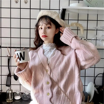 Скъсени пуловери с жилетка Дамски прекрасни елегантни семпли едноцветни популярни корейски шик дамски трикотаж Модерни ежедневни есенни дрехи за момичета