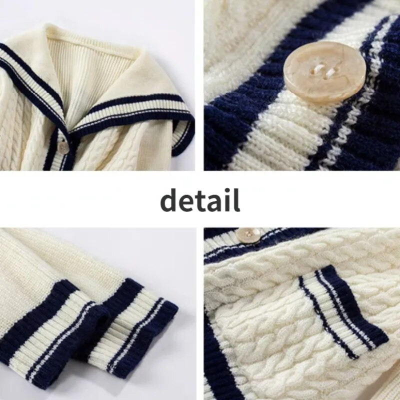 Sieviešu jaciņa paneļi, maiga jūrnieka apkakle, salda, trikotāžas stils, slinks, silts, siltas meiteņu kabatas, vispiemērotākais apģērbs Ulzzang