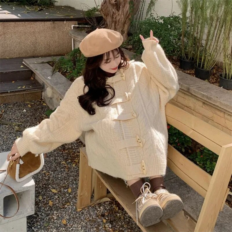 Sieviešu jaka ar kapuci, jaka, brīva, silta virsdrēbes Maiga korejiešu stila tīra meitene rudens mode High Street Ikdienišķa Estētiska Jaunums