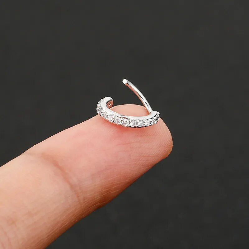 Moodne ümmargune kuubikujuline tsirkoonist ninasõrmus naistele roostevabast terasest kõrvarõngas nina vaheseina kõhre Tragus Helix augustamine keha ehted