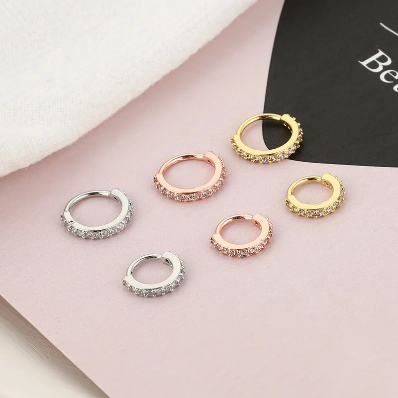 Moodne ümmargune kuubikujuline tsirkoonist ninasõrmus naistele roostevabast terasest kõrvarõngas nina vaheseina kõhre Tragus Helix augustamine keha ehted