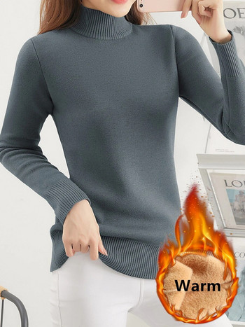 Χειμερινό χοντρό μισό ζιβάγκο Γυναικείο πουλόβερ πουλόβερ Υπερμεγέθη 4xl Sueter ζεστό πλεκτό μπλουζάκι με βελούδινη επένδυση Λεπτό μαλακό πλεκτό πουλόβερ