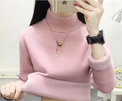 Χειμερινό χοντρό μισό ζιβάγκο Γυναικείο πουλόβερ πουλόβερ Υπερμεγέθη 4xl Sueter ζεστό πλεκτό μπλουζάκι με βελούδινη επένδυση Λεπτό μαλακό πλεκτό πουλόβερ