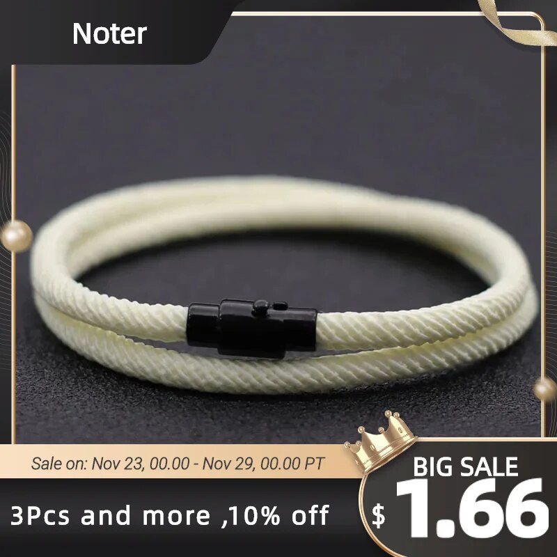 Νέο μινιμαλιστικό ανδρικό βραχιόλι με σχοινί Βραχιόλι επιβίωσης διπλής στρώσης Homme αξεσουάρ Boyfriend Gift Magnet πόρπη Pulsera Hombre