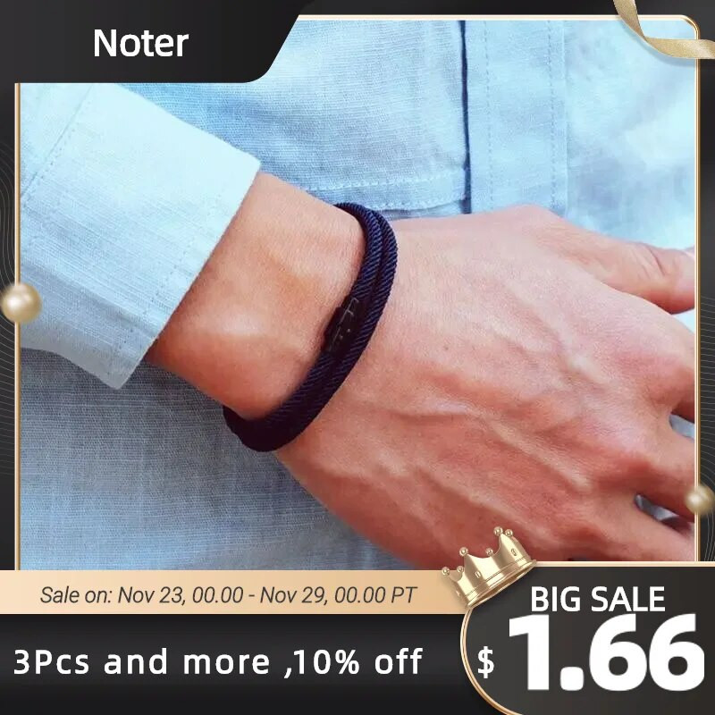 Νέο μινιμαλιστικό ανδρικό βραχιόλι με σχοινί Βραχιόλι επιβίωσης διπλής στρώσης Homme αξεσουάρ Boyfriend Gift Magnet πόρπη Pulsera Hombre