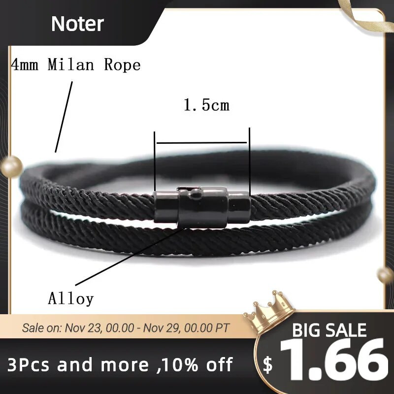 Νέο μινιμαλιστικό ανδρικό βραχιόλι με σχοινί Βραχιόλι επιβίωσης διπλής στρώσης Homme αξεσουάρ Boyfriend Gift Magnet πόρπη Pulsera Hombre
