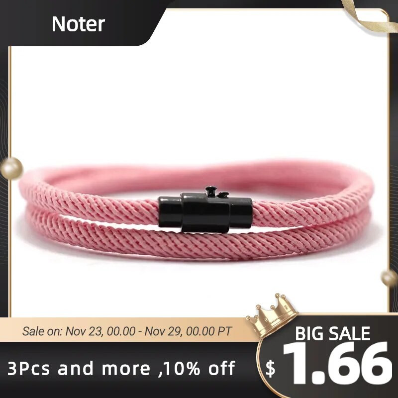 Νέο μινιμαλιστικό ανδρικό βραχιόλι με σχοινί Βραχιόλι επιβίωσης διπλής στρώσης Homme αξεσουάρ Boyfriend Gift Magnet πόρπη Pulsera Hombre