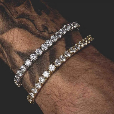 Hiphop Tenisz karkötő Homme Iced Out 3/4/5mm cirkónia férfi kristálylánc a kézen Hip-hop utcai viselet ékszer férfi H086