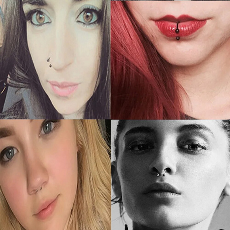 2GAB Metāla pakavs viltus deguna gredzens C klips BCR starpsienas lūpu nerūsējošā tērauda pīrsings Falso deguna gredzeni stīpa sievietēm vīriešiem