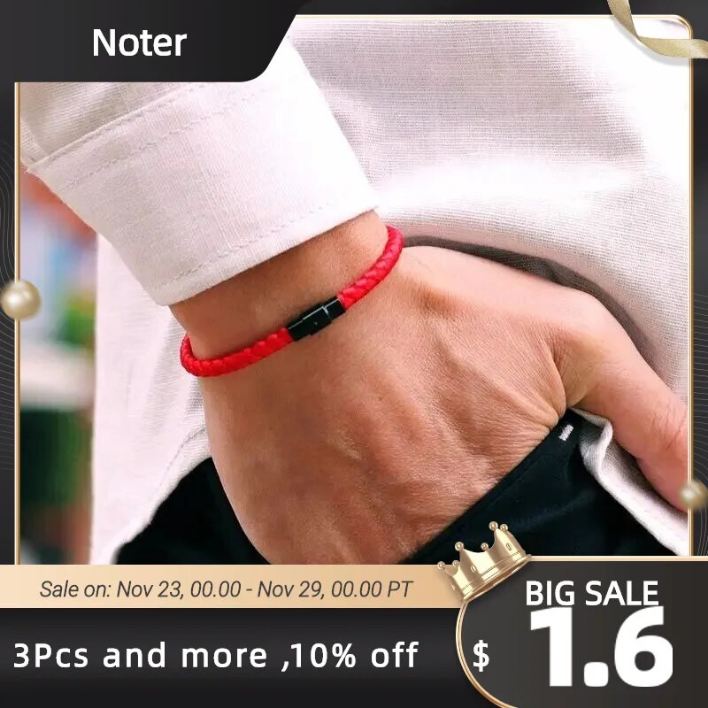 A klasės apyrankė su virve, vyriška moteriška, laiminga, raudona apyrankė, pritraukianti Mirco magentišką apyrankę.