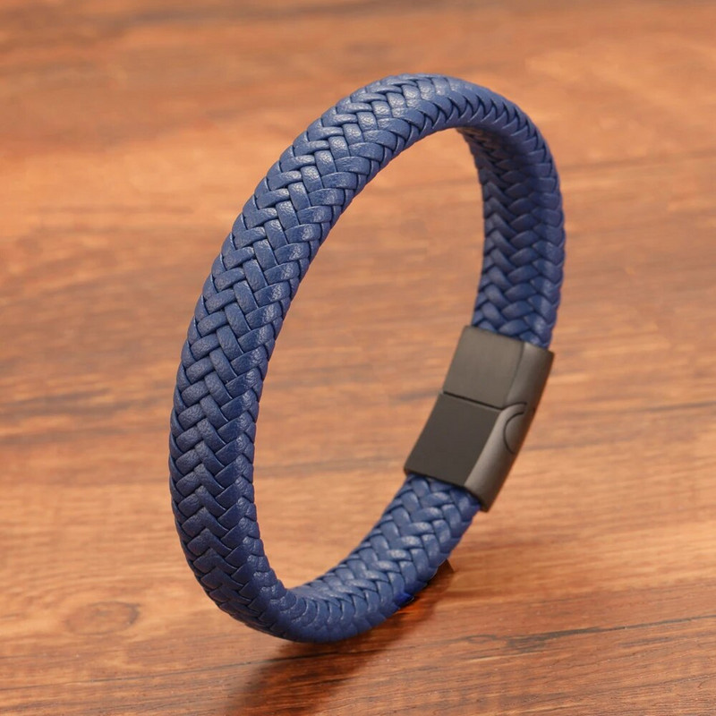 Retro pop pāris sarkani zila ādas rokassprādze vīriešiem un sievietēm ar rokām darināti austi modes aksesuāri