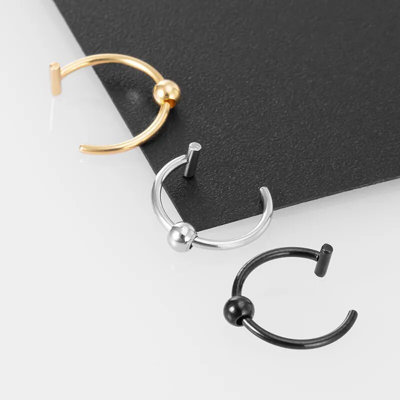 1-3 gab Sieviešu lūpu gredzens pīrsings viltots nerūsējošā tērauda deguna gredzeni starpsienas pīrsings uz mutes bez pīrsinga panka aproces stīpas auskars