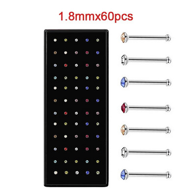 L formas nerūsējošā tērauda kristāla deguna gredzenu komplekts sievietēm ķirurģiska tērauda deguna pīrsinga komplekts auss kaula adata kniedes ķermeņa rotaslietas