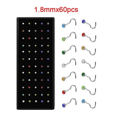 L formas nerūsējošā tērauda kristāla deguna gredzenu komplekts sievietēm ķirurģiska tērauda deguna pīrsinga komplekts auss kaula adata kniedes ķermeņa rotaslietas