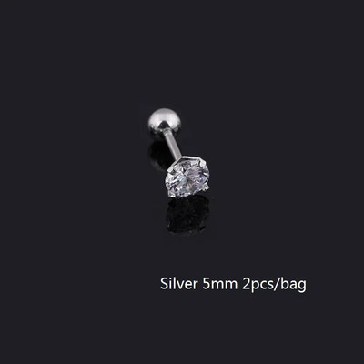 Orvosi titán acél cirkon fülbevaló Méret 3/4/5/6mm Csillag Kristály Porc Fülbevaló Fül Piercing DIY Felső Testékszer Női