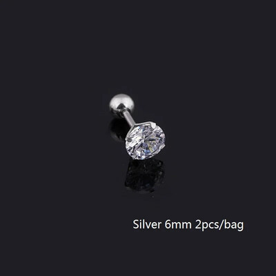 Orvosi titán acél cirkon fülbevaló Méret 3/4/5/6mm Csillag Kristály Porc Fülbevaló Fül Piercing DIY Felső Testékszer Női