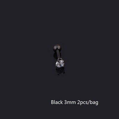 Orvosi titán acél cirkon fülbevaló Méret 3/4/5/6mm Csillag Kristály Porc Fülbevaló Fül Piercing DIY Felső Testékszer Női