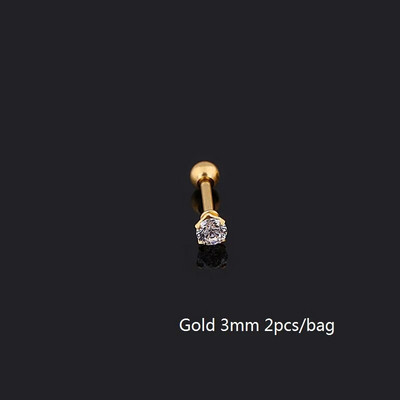 Orvosi titán acél cirkon fülbevaló Méret 3/4/5/6mm Csillag Kristály Porc Fülbevaló Fül Piercing DIY Felső Testékszer Női
