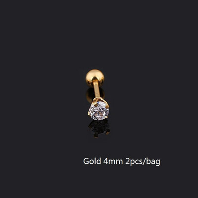 Orvosi titán acél cirkon fülbevaló Méret 3/4/5/6mm Csillag Kristály Porc Fülbevaló Fül Piercing DIY Felső Testékszer Női