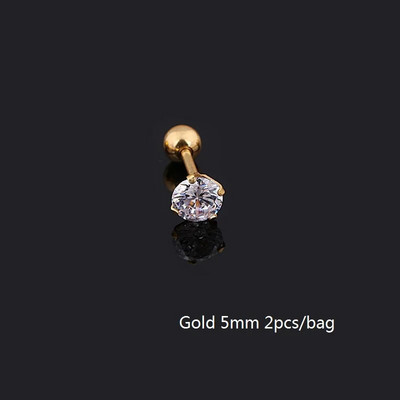 Orvosi titán acél cirkon fülbevaló Méret 3/4/5/6mm Csillag Kristály Porc Fülbevaló Fül Piercing DIY Felső Testékszer Női