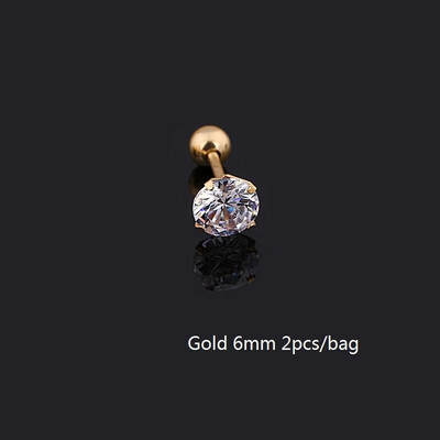 Orvosi titán acél cirkon fülbevaló Méret 3/4/5/6mm Csillag Kristály Porc Fülbevaló Fül Piercing DIY Felső Testékszer Női